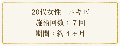 20代女性／ニキビ 施術回数：７回 期間：約４ヶ月